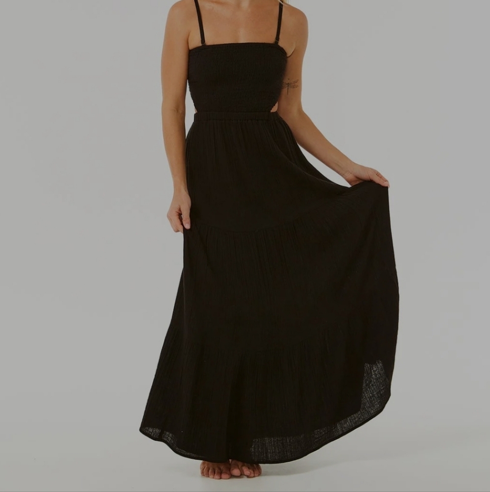 Rip Curl Premium Surf Maxi Cotton Gauze Cutout Back Maxi Dress 2XS